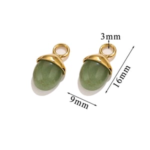 1 Piece Elegant Retro Style Oval Shape Stainless Steel  Gold Color Inlay Natural Stone Women's Pendant h5 